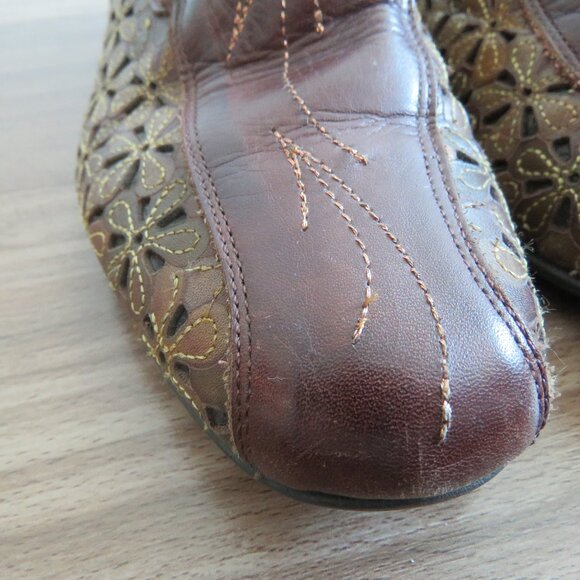 PIKOLINOS Romana Tooled Leather Floral Slip On Comfort Shoes Academia Boho Sz 8 - Picture 9 of 14
